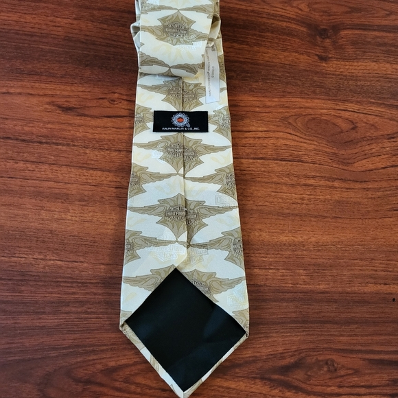 Harley Davidson Silk Tie Cream and nude Ralph Marlin & Co - Picture 2 of 12